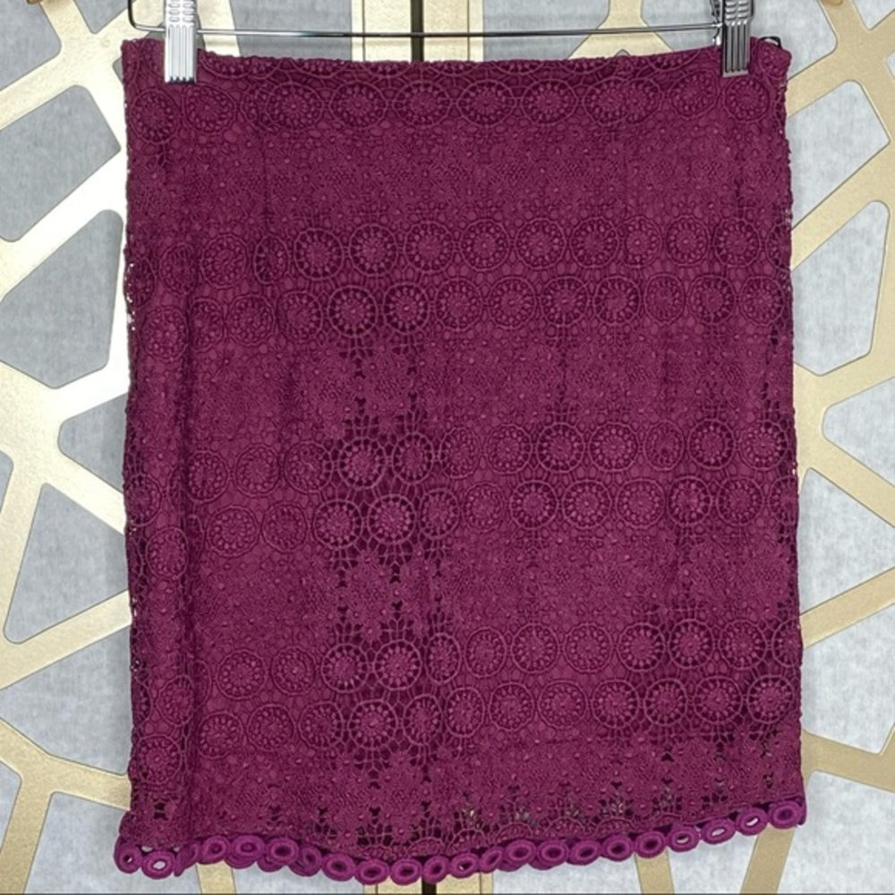 Lulus Cranberry Crochet Lined‎ Skirt Floral